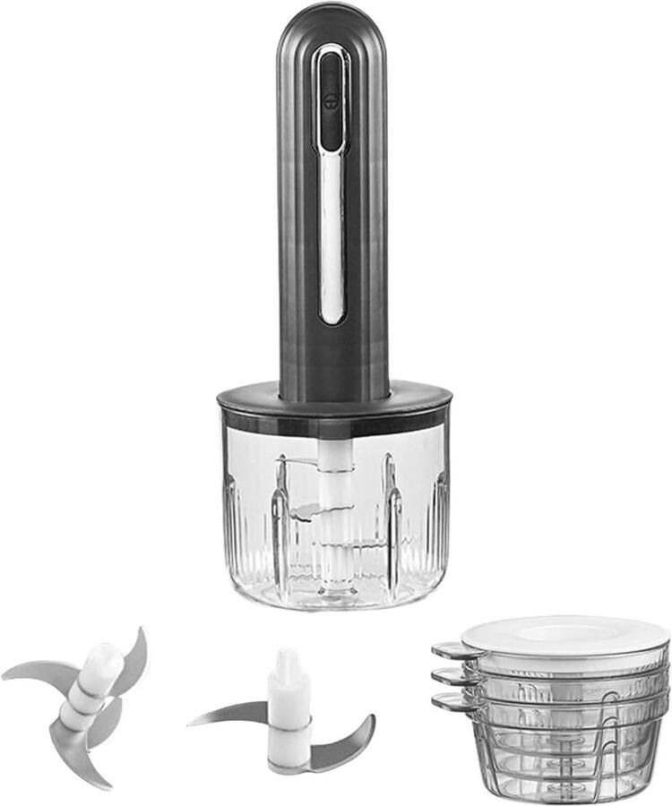 Mini Keukenmachine Keukenhakker Hakmachine Snel Ingrediënten Snijden USB-oplaadbaar Draadloos 400 ml Kom Zwart