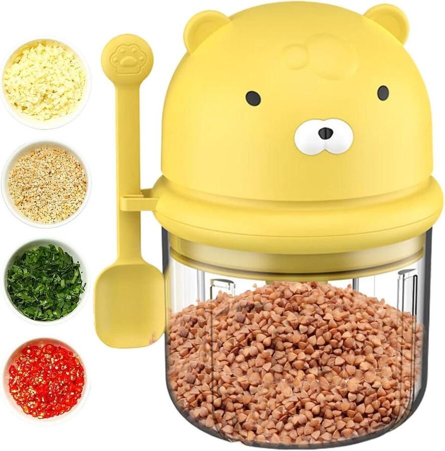 Elektrische Knoflook Chopper Mini Keukenmachine Hakker Snel Ingrediënten Snijden Vaatwasmachinebestendige Onderdelen 350 ml Geel
