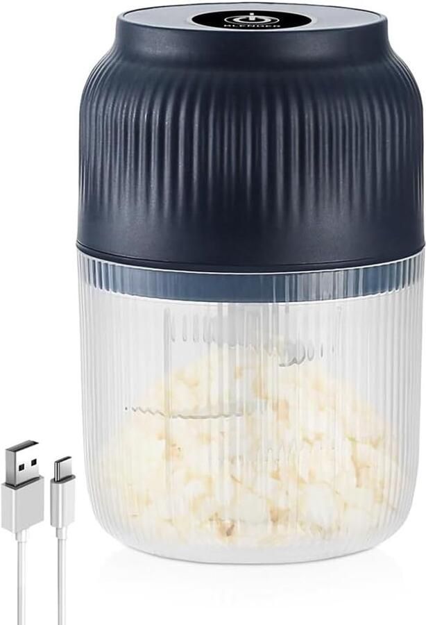 Mini Keukenmachine Elektrische Hakker Snel Ingrediënten Snijden Draadloos USB Opladen Compact Formaat Zilver