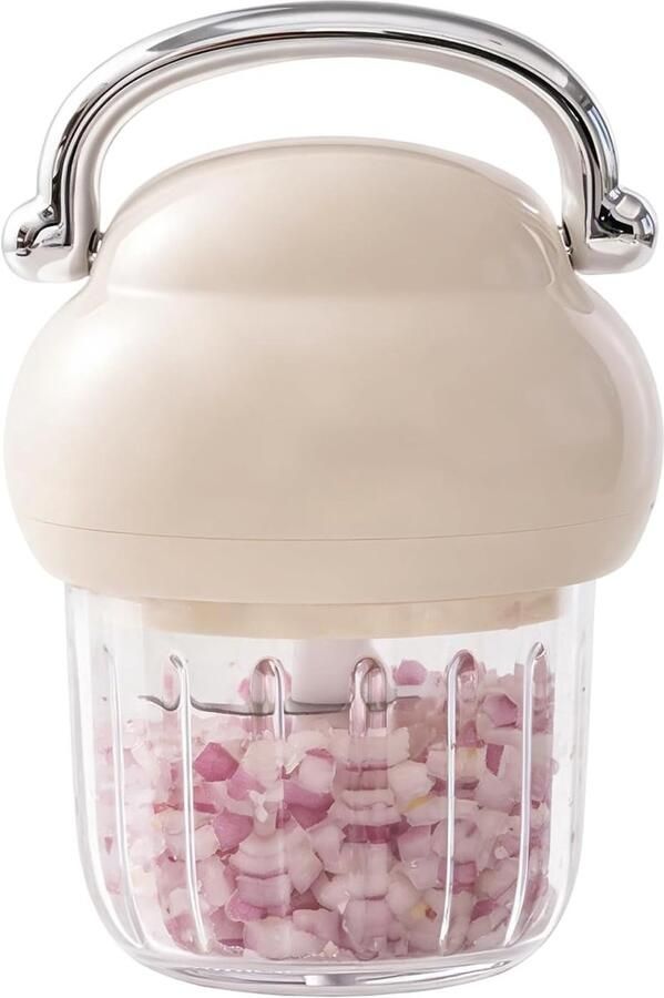 Mini Keukenmachine Elektrische Hakker Voedselbereiding Antislip Basis 18x125x18 cm Beige