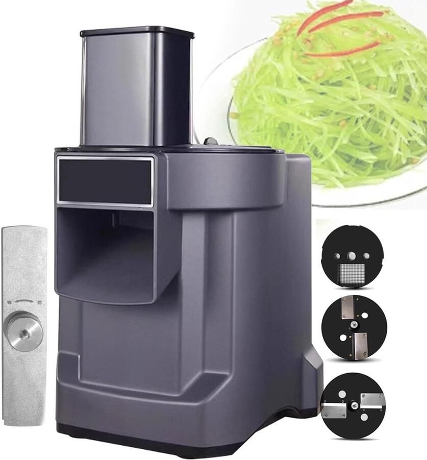 Mini Keukenmachine Groentehakker Commercieel Efficiënte Groenteverwerking 3-in-1 Snijfunctie 100W Zilver