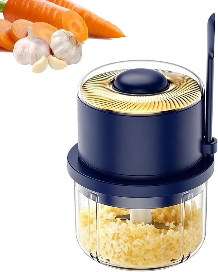 Mini Keukenmachine Keuken Gadget Ingrediënten Hakken Draadloos Werken 350 ml Inhoud Blauw