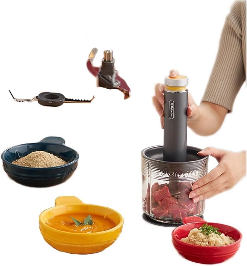 Mini keukenmachine Keukenapparaat Voedselbereiding Gesplitst ontwerp Compact Zilver