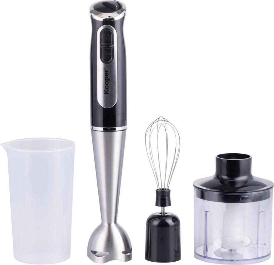 Mini Keukenmachine Staafmixer Hakmolen Garde Eten Bereiden 3-in-1 Functionaliteit 500 ml Zwart Zilver