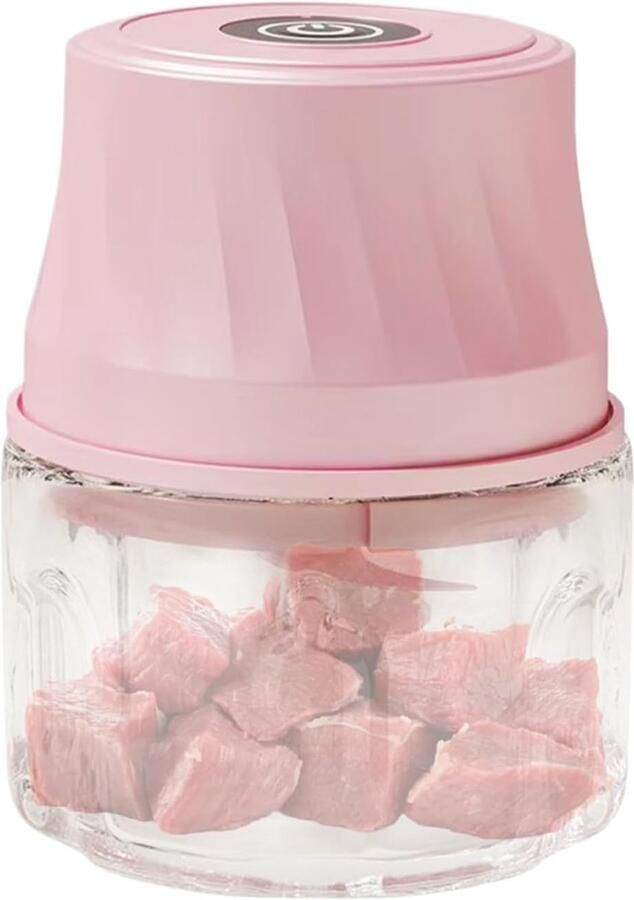 Mini Keukenmachine Voedsel Hakker Snel Ingrediënten Snijden Oplaadbaar Draadloos 350ml Capaciteit Roze