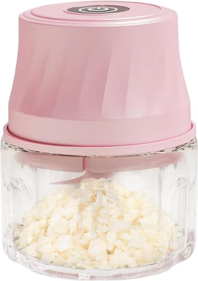 Mini Keukenmachine Voedselhakker Elektrisch Snel Ingrediënten Snijden Draadloos Met Eén Knop 350ml Roze