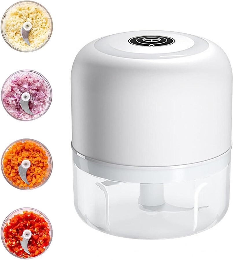Mini Knoflook Chopper Elektrische Hakmolen Snel Ingrediënten Hakken USB Opladen 100ml Wit