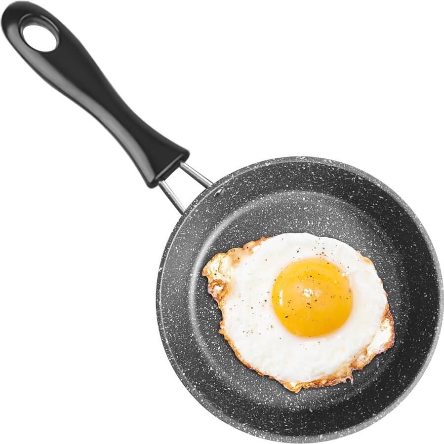 SnelShoppen Mini Koekenpan 12 cm Draagbare Aluminium Pan voor Spiegeltjes Eieren Groenten Geschikt voor Gas en Inductie