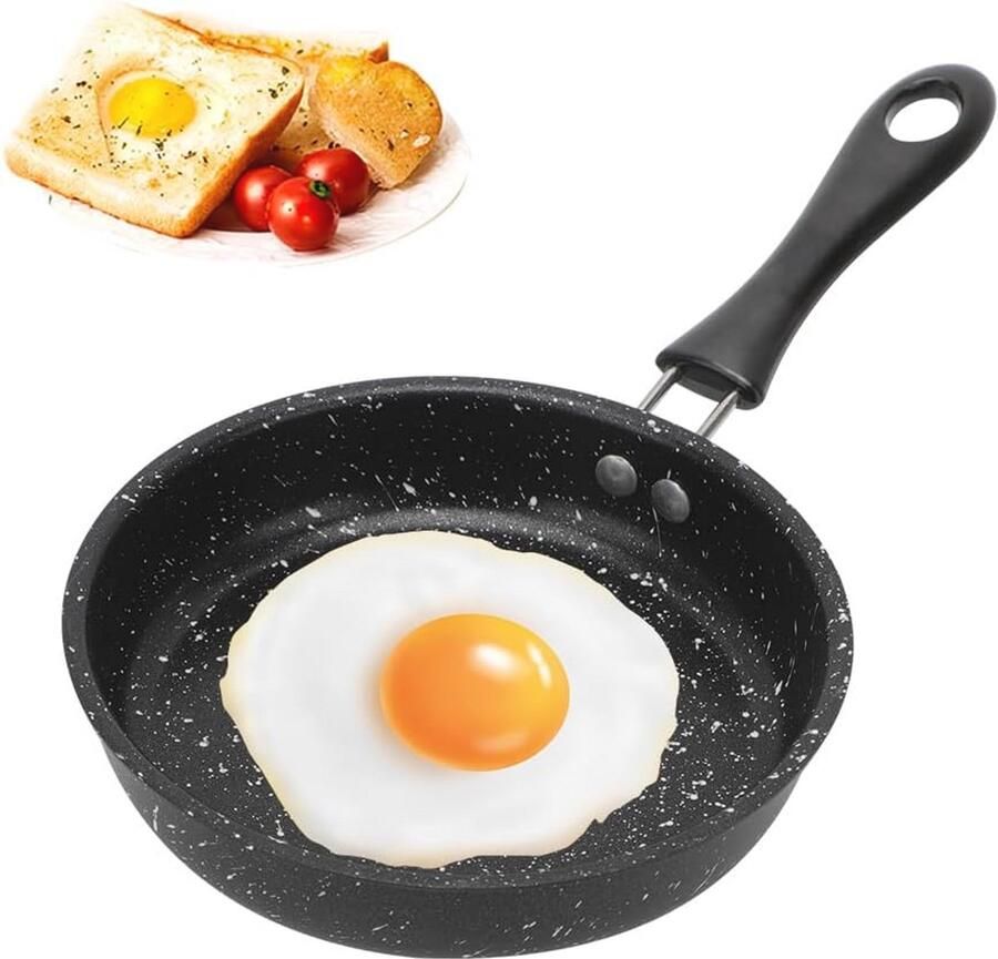 Mini-koekenpan 14 cm Anti-aanbak Hittebestendige Handgreep Ideaal voor Inductie Gas en Campings