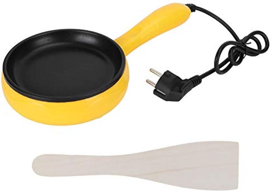 Mini Koekenpan 300W Antiaanbak Elektrische Pan voor Eieren en Pannenkoeken Draagbaar Kookgerei met Houten Spatel