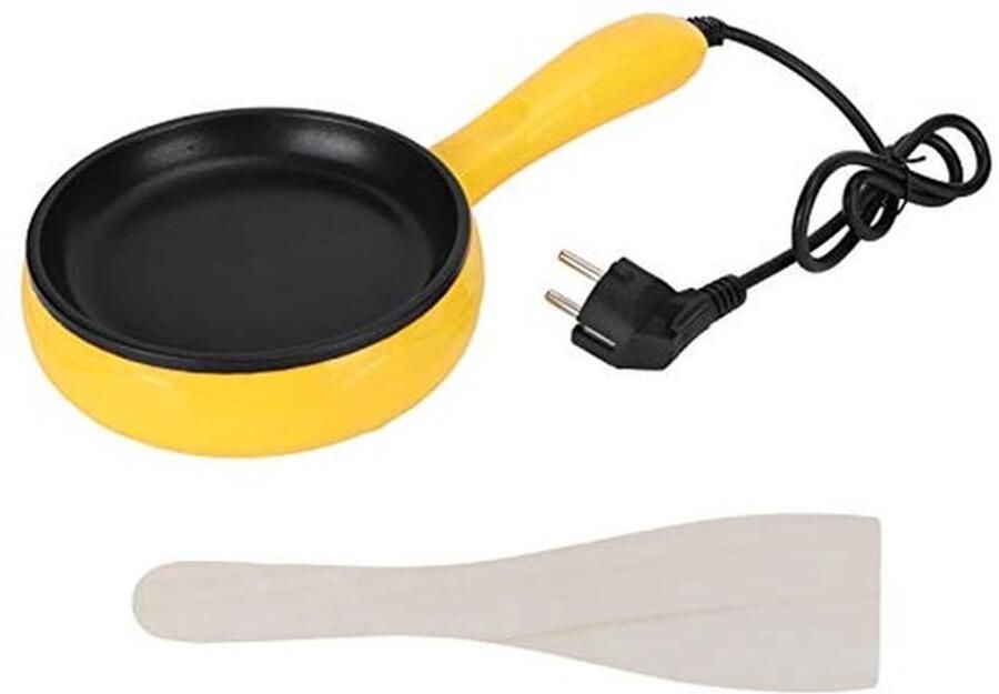 Mini Koekenpan 300W Antiaanbak Elektrische Pan voor Eieren en Pannenkoeken Draagbaar Kookgerei met Houten Spatel