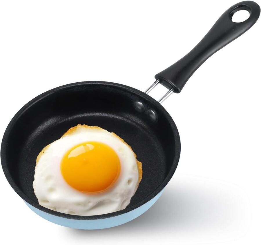 Mini Koekenpan 5 Inch Ronde Rvs Antiaanbak Omeletpan met Handvat voor Inductiekookplaat Ideaal voor Eieren en Kleine Gerechten