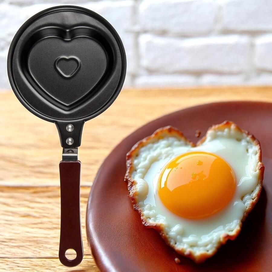 Mini Koekenpan Ei pan Spiegelei pan Grappige Vormen Bakken Antiaanbaklaag Hartvorm 12 cm Zwart