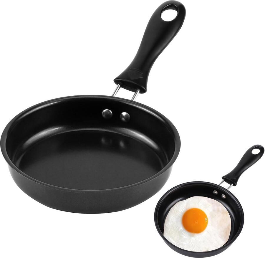 Mini Koekenpan Eierpan Bakpan Ontbijt Maken Antiaanbaklaag 12 cm Zwart