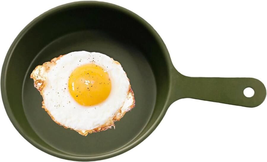 Mini koekenpan Eierpan compact Koken voor één Antiaanbaklaag 13 cm diameter Legergroen