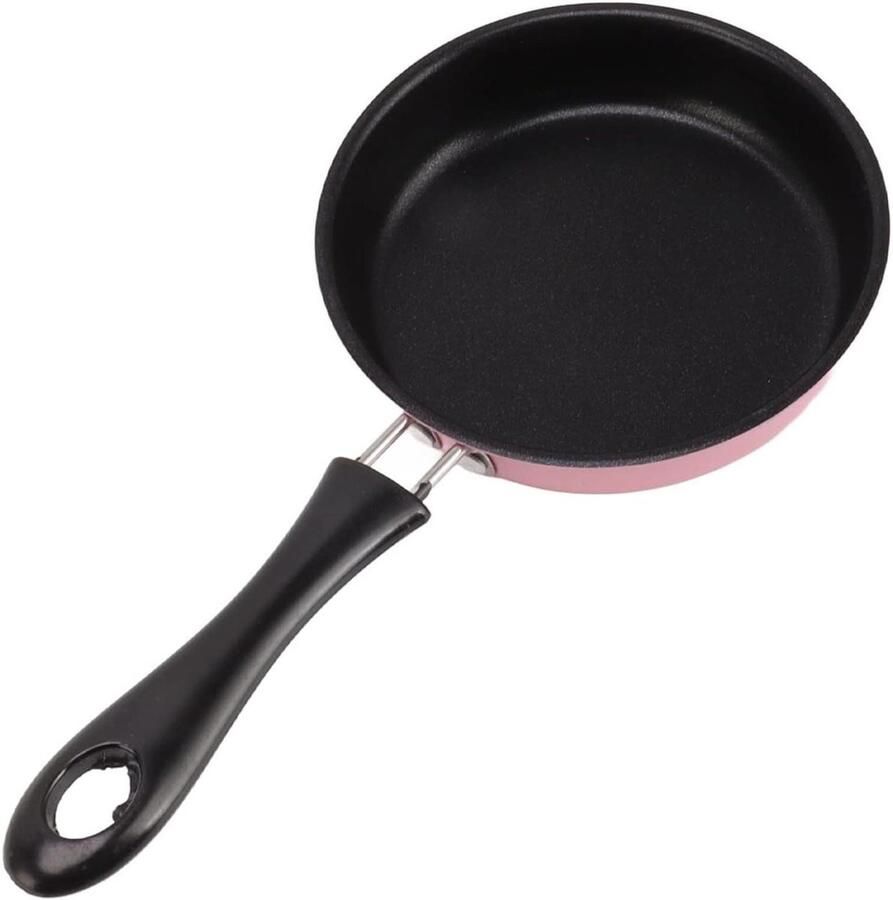 Mini Koekenpan Eierpan Gepocheerd Ontbijt Maken Antiaanbaklaag Roestvrij Staal 12.5 cm Diameter Roze