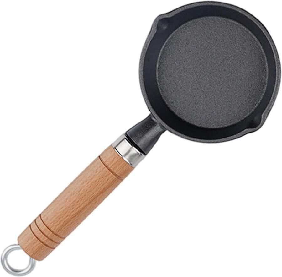 Mini koekenpan Eierpan gietijzer Kleine porties koken Dubbele schenktuiten 105 cm Zwart