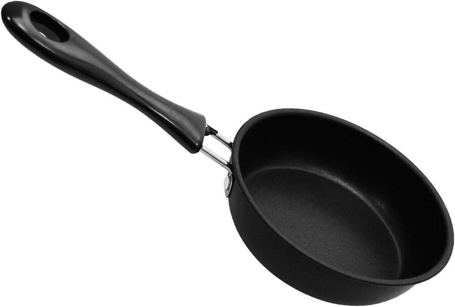 Mini Koekenpan Eierpan Kleine Pan Ontbijt Bakken Antiaanbaklaag 12 cm Zwart