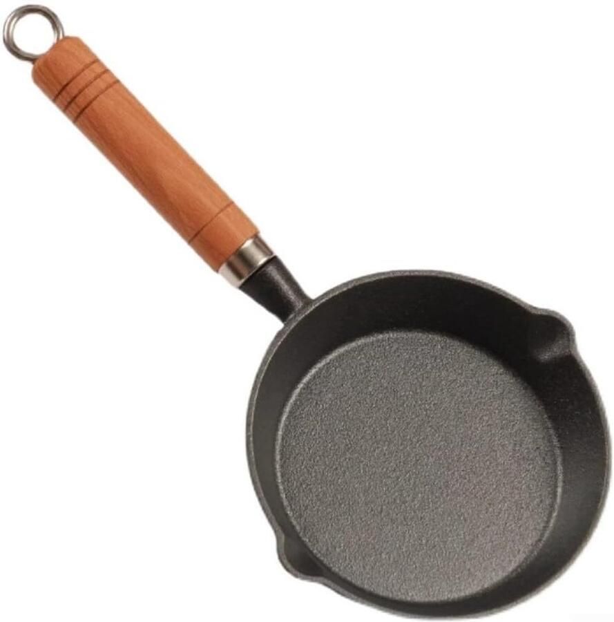 Mini Koekenpan Eierpan Kleine Pan Ontbijt Bereiden Gietijzer Warmtebehoud 15 cm Zwart