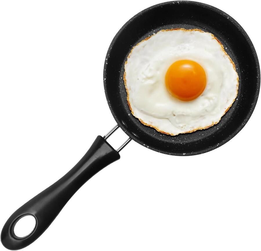 Mini Koekenpan Eierpan Kleine Pan Ontbijt Maken Antiaanbaklaag 12 cm Zilver