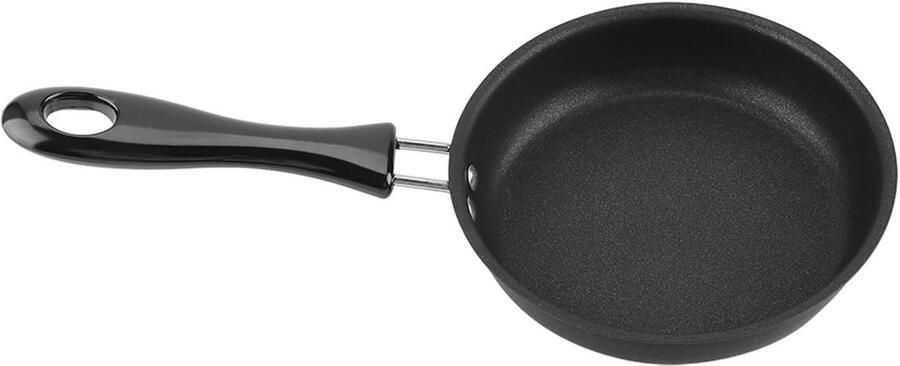 Mini Koekenpan Eierpan Kleine Pan Ontbijt Maken Antiaanbaklaag 12 cm Zwart