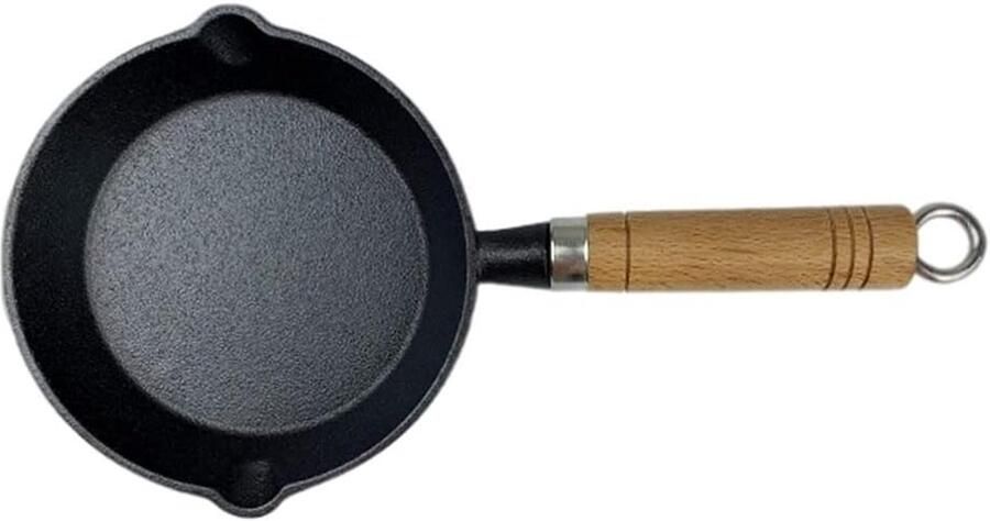 Mini Koekenpan Eierpan Koekenpan Ontbijt Maken Gietijzer Non-stick 13 cm Zwart