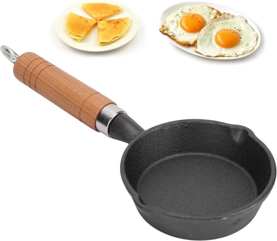 Mini Koekenpan Eierpan Kopper Ontbijt Maken Gietijzer Non-stick 10 cm Diameter Standaard