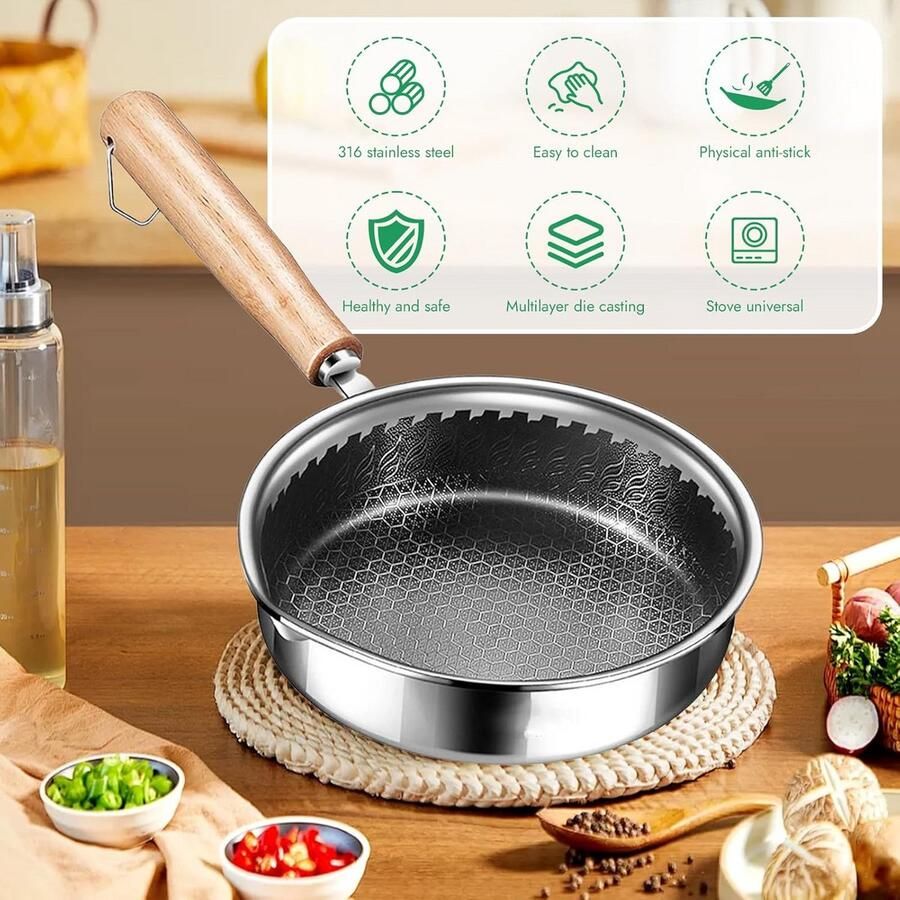Mini Koekenpan Eierpan Omeletpan Ontbijt Bakken Gietijzer Anti-aanbak 13 cm Zwart
