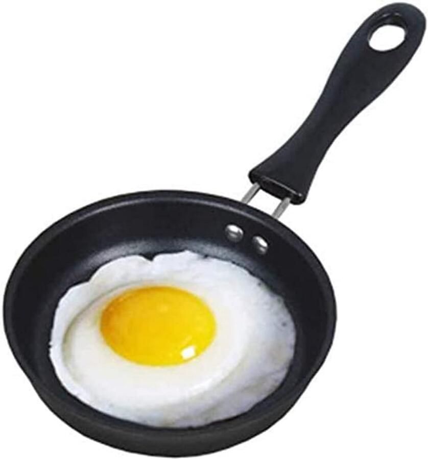 Mini Koekenpan Eierpan Ontbijt Maken Antiaanbaklaag 12 cm Zwart