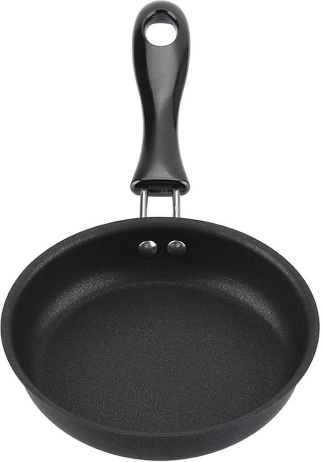 Mini Koekenpan Eierpan Ontbijt Maken Ergonomisch Handvat 12cm Diameter Zwart