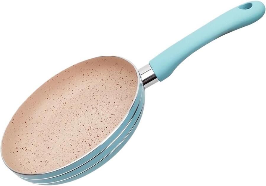 Mini Koekenpan Eierpan Ontbijtpan Ontbijt Bakken Antiaanbaklaag 16.4 cm Diameter Blauw