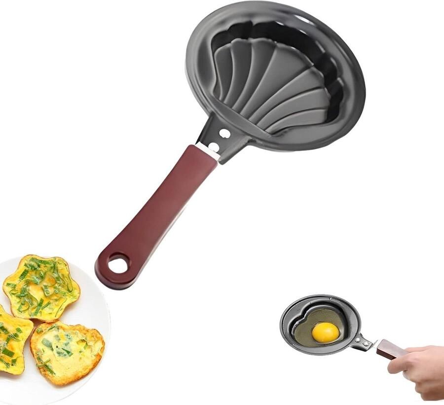Mini Koekenpan Eiervorm Pannenkoek Ontbijt Bakken Niet-Stick Gietijzer 12cm Diameter Zwart