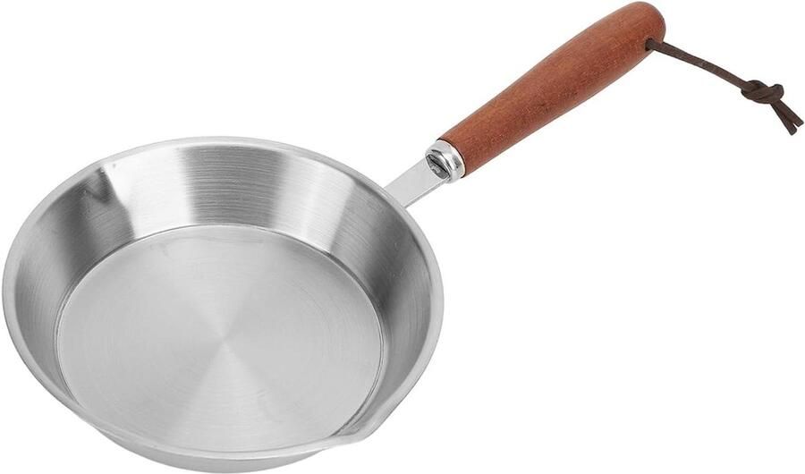 Mini Koekenpan Frituur Pan Eten Bereiden Uniforme Verwarming 16 cm Zilver
