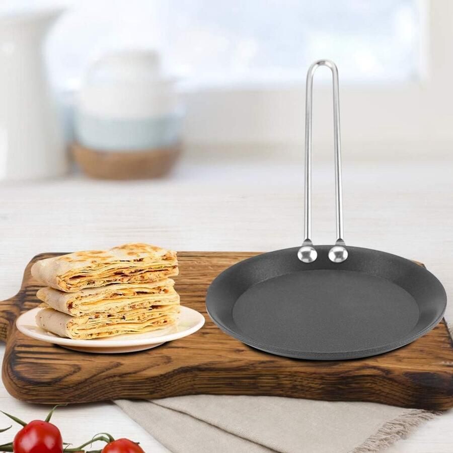 Mini Koekenpan Gietijzeren Pan Kleine Gerechten Bereiden Antiaanbaklaag 12 cm Zwart