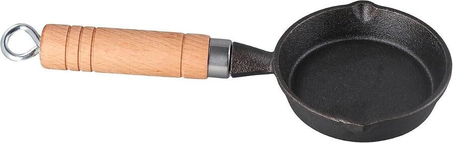 Mini Koekenpan Gietijzeren Pan Kleine Gerechten Maken Hittebestendig Handvat 10 cm Zwart