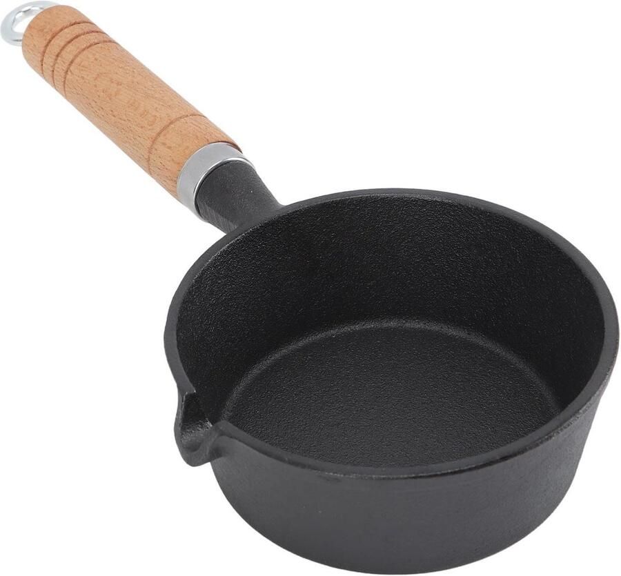 Mini Koekenpan Gietijzeren Pan Ontbijt Maken Uniforme Warmteverdeling 13 x 5 cm Zwart