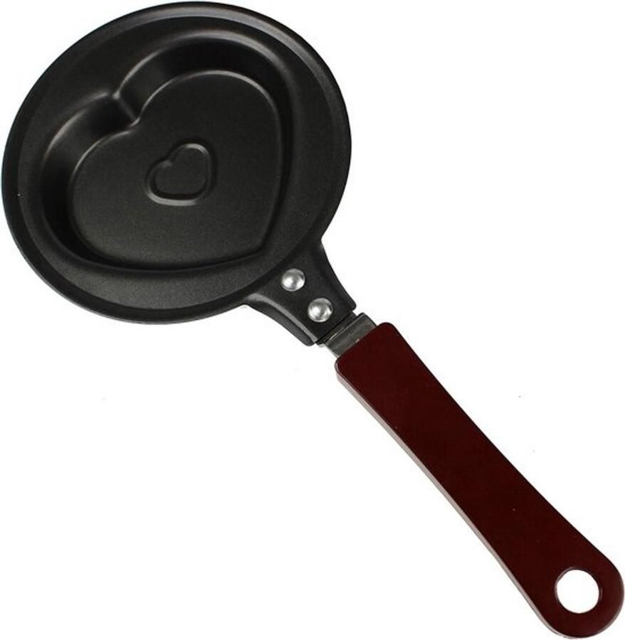 Mini Koekenpan Hartvorm Pan Romantisch Ontbijt Verzonken Hartmotief 26 x 12 cm Donkergrijs