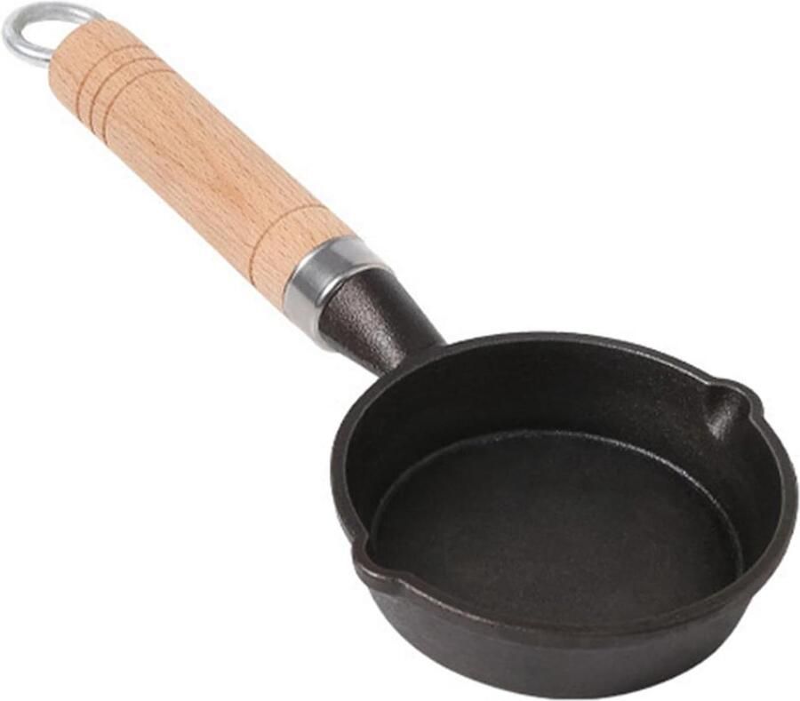 Mini Koekenpan Kleine Eierpan Individuele Porties Bakken Gietijzeren Anti-aanbaklaag 10x3 cm Zwart