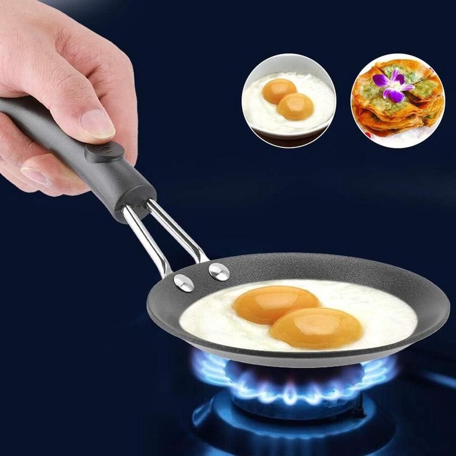 Mini Koekenpan Kleine Koekenpan Eieren Bakken Snel en Gelijkmatig Verwarmen 12 cm Zwart