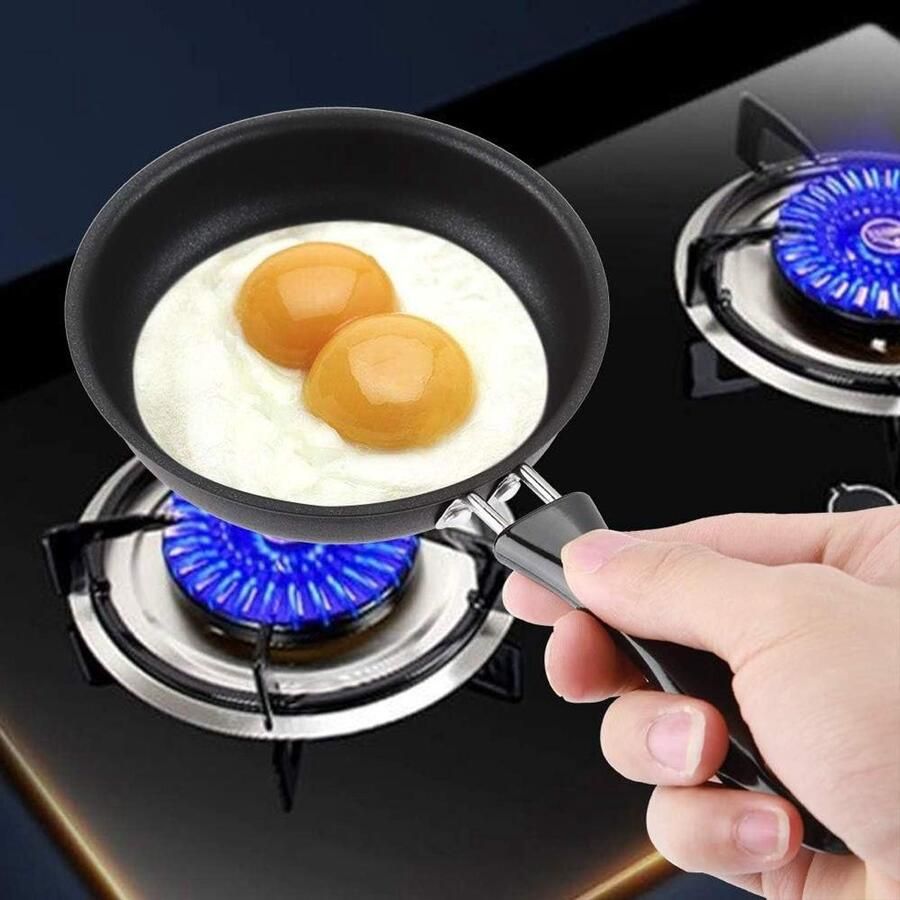 Mini Koekenpan Kleine Koekenpan Ontbijt Maken Antiaanbaklaag 12 cm Diameter Zwart