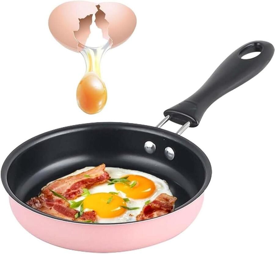 Mini Koekenpan Kleine Pan Ontbijt Maken Antiaanbaklaag 12 Cm Roze