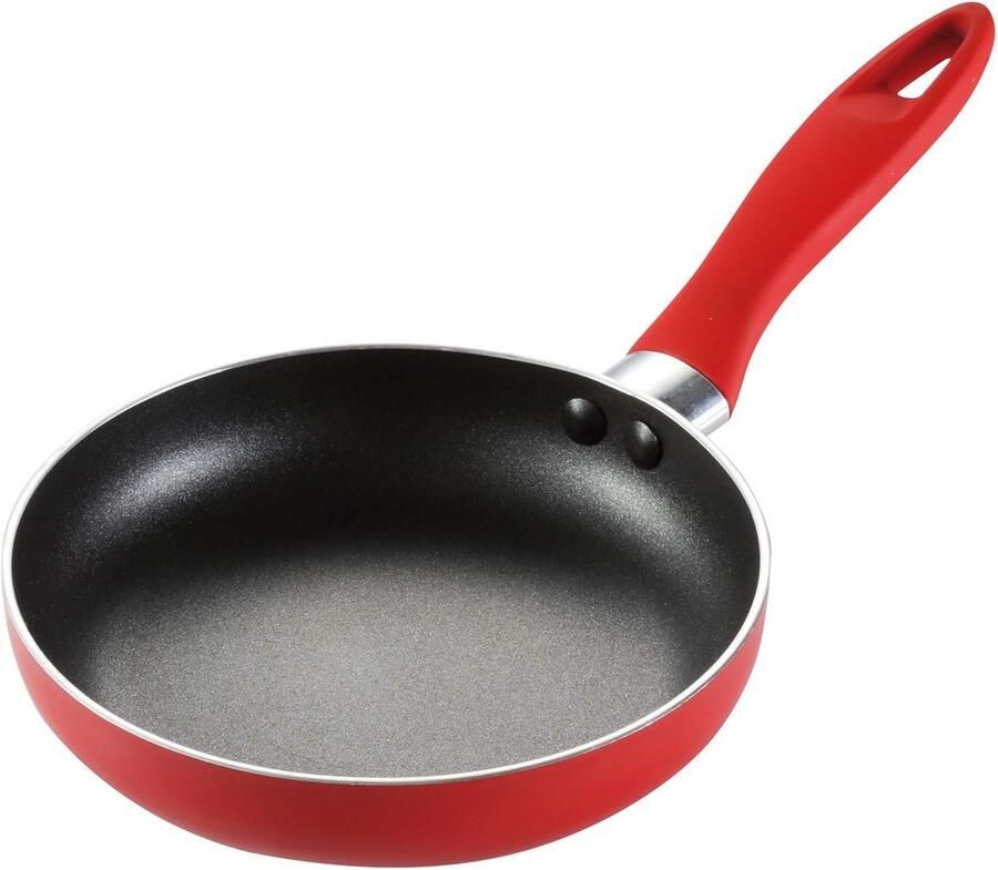 Mini Koekenpan Kleine Pan Porties Koken Antiaanbaklaag 14 cm Diameter Rood