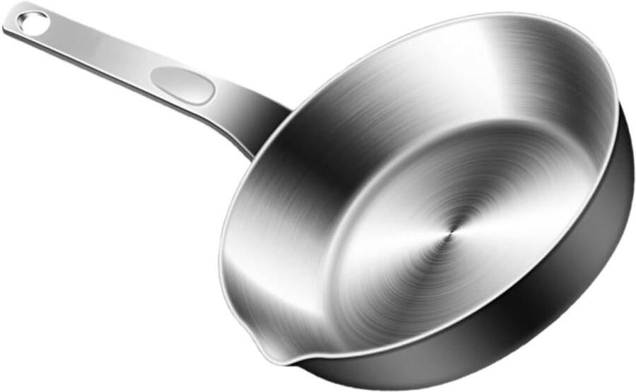 Mini Koekenpan Kleine Sauspan Ontbijt Bereiden Met Gietuitje 25.8 cm Zilver