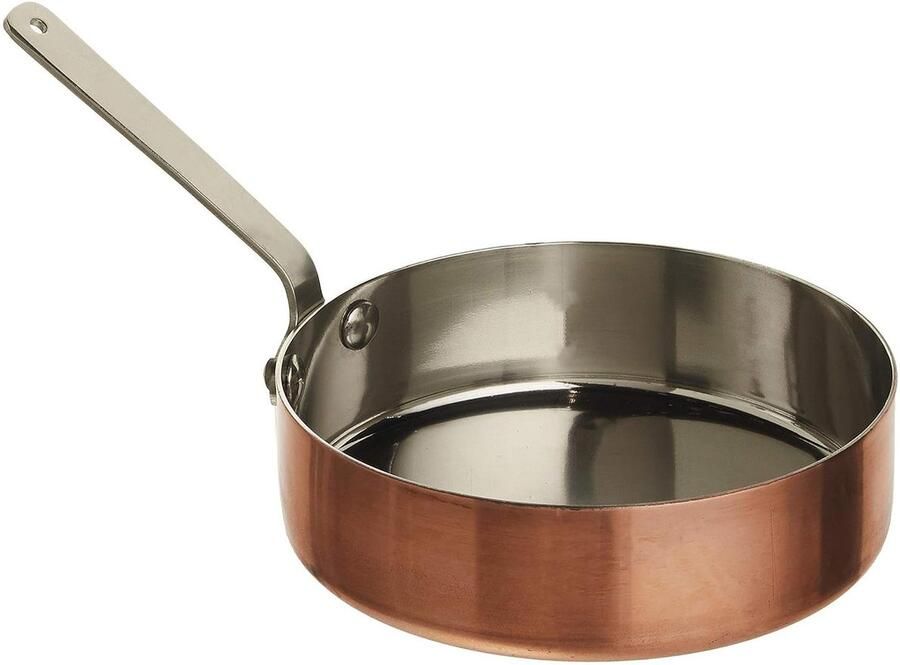 Mini Koekenpan Kleine Serveerpan Hapjes Presenteren Roestvrij Staal 12 cm Koperkleurig