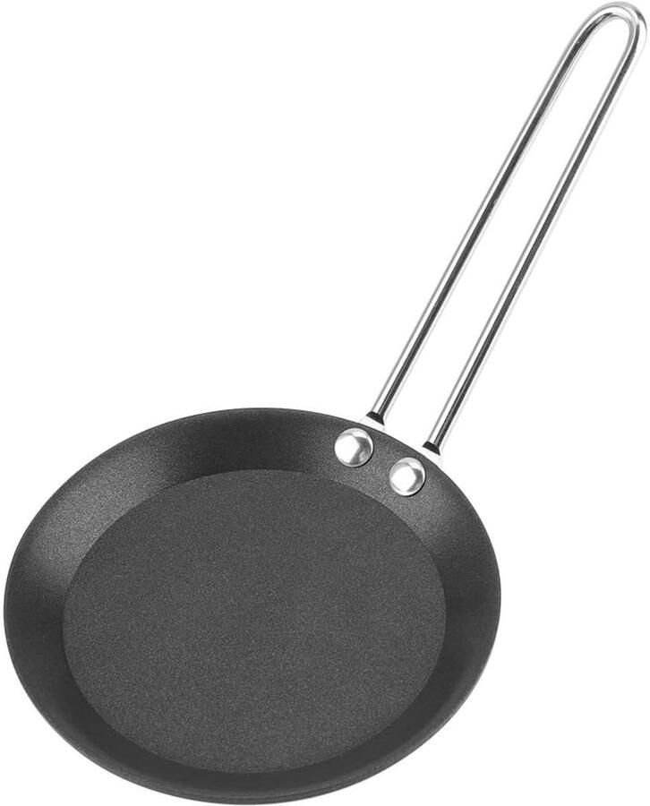 Mini Koekenpan Kleine Wok Ontbijt Maken Gelijkmatige Warmteverdeling 12 cm Diameter Zwart