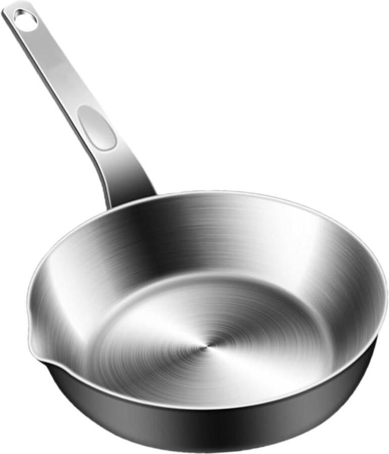 Mini Koekenpan Eierpan Sauspan Kleine Porties Bereiden Met Schenktuit 25.80 x 13.30 x 4.50 cm Zilver