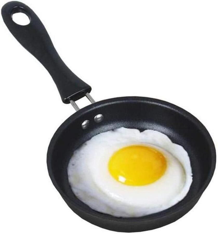 Mini Koekenpan Omelet Pan Ontbijt Maken Antiaanbaklaag 12 cm Zwart