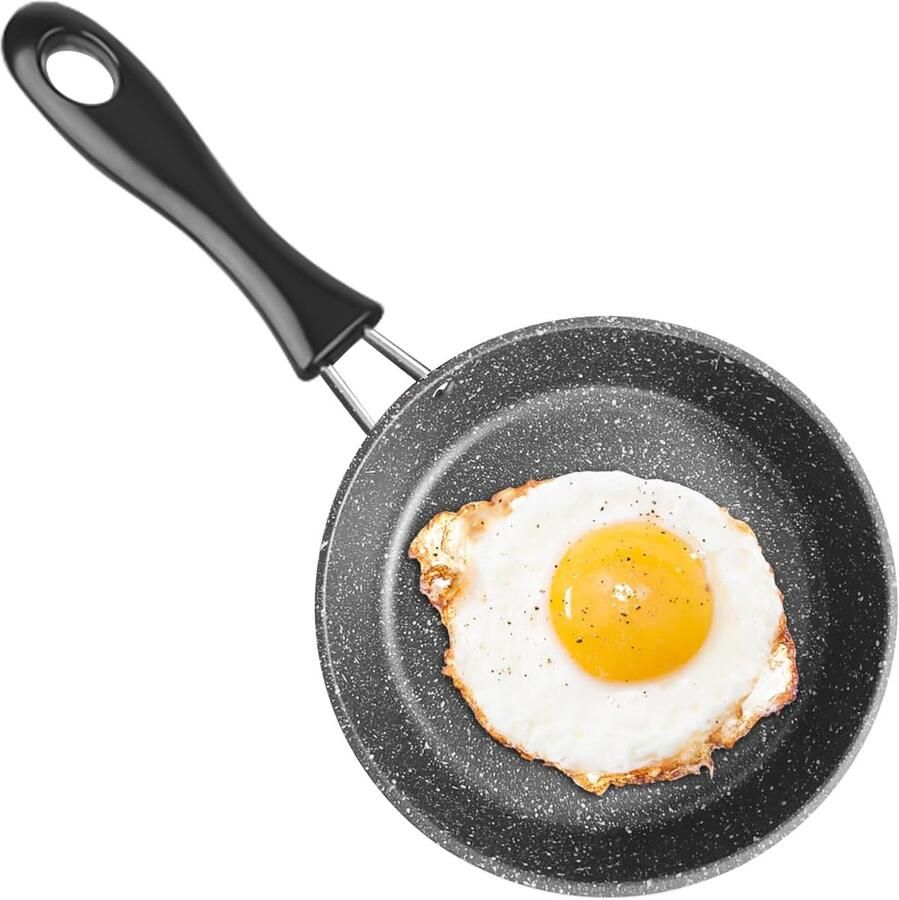 Mini Koekenpan Omelet Pan Ontbijt Maken Compact Formaat 12 cm Zwart
