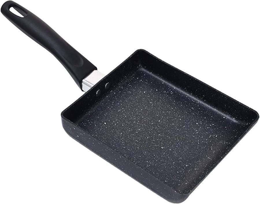 Mini Koekenpan Omelet Pan Rechthoek Ontbijt Maken Antiaanbak Granietlaag 13x18cm Zwart