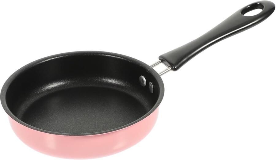 Mini Koekenpan Omelet Pan Steak Pan Koken voor Kinderen Non-stick Coating 25x13x3cm Roze